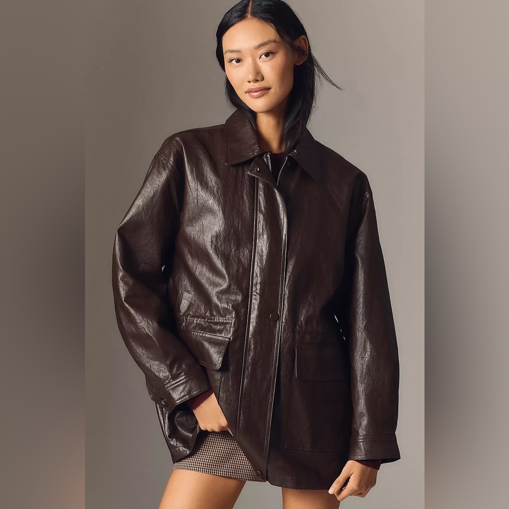 Anthropologie Dark Brown Leather Jacket
